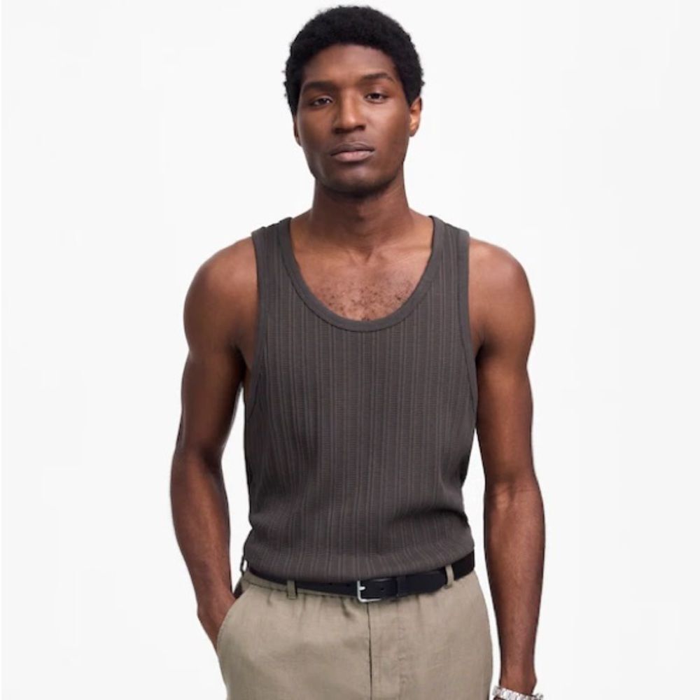 Madewell Men's NWT Textured Tank Size Small in Soft Charcoal Soft Raised Texture